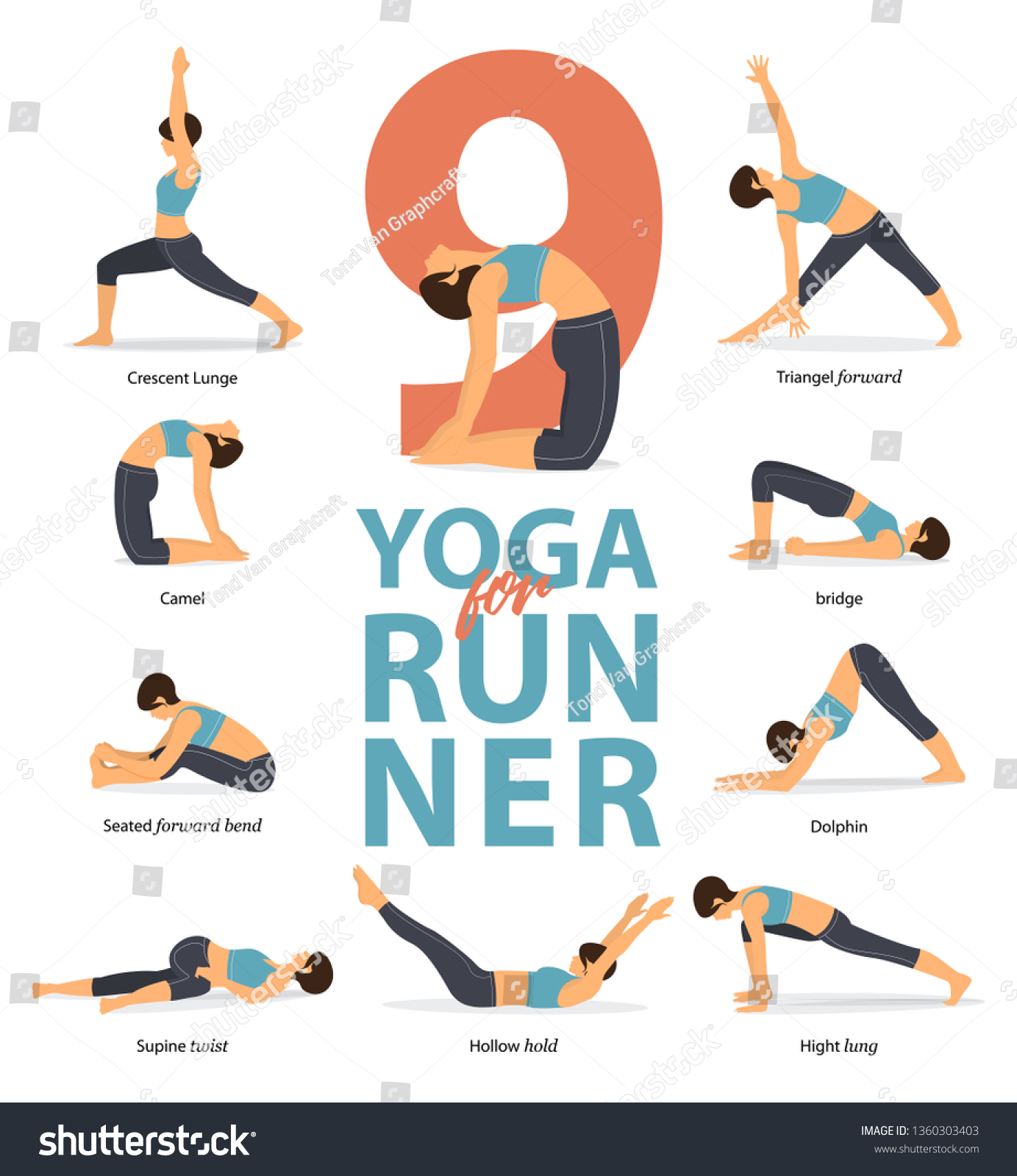 Stock vektor „Set Yoga Postures Female Figures Infographic“ (bez ...