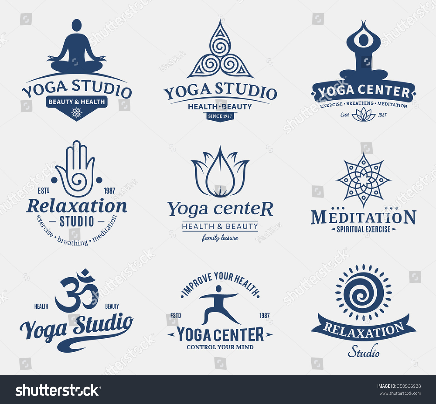 Set Of Yoga Studio And Meditation Class Logos. Yoga Icons And Design ...