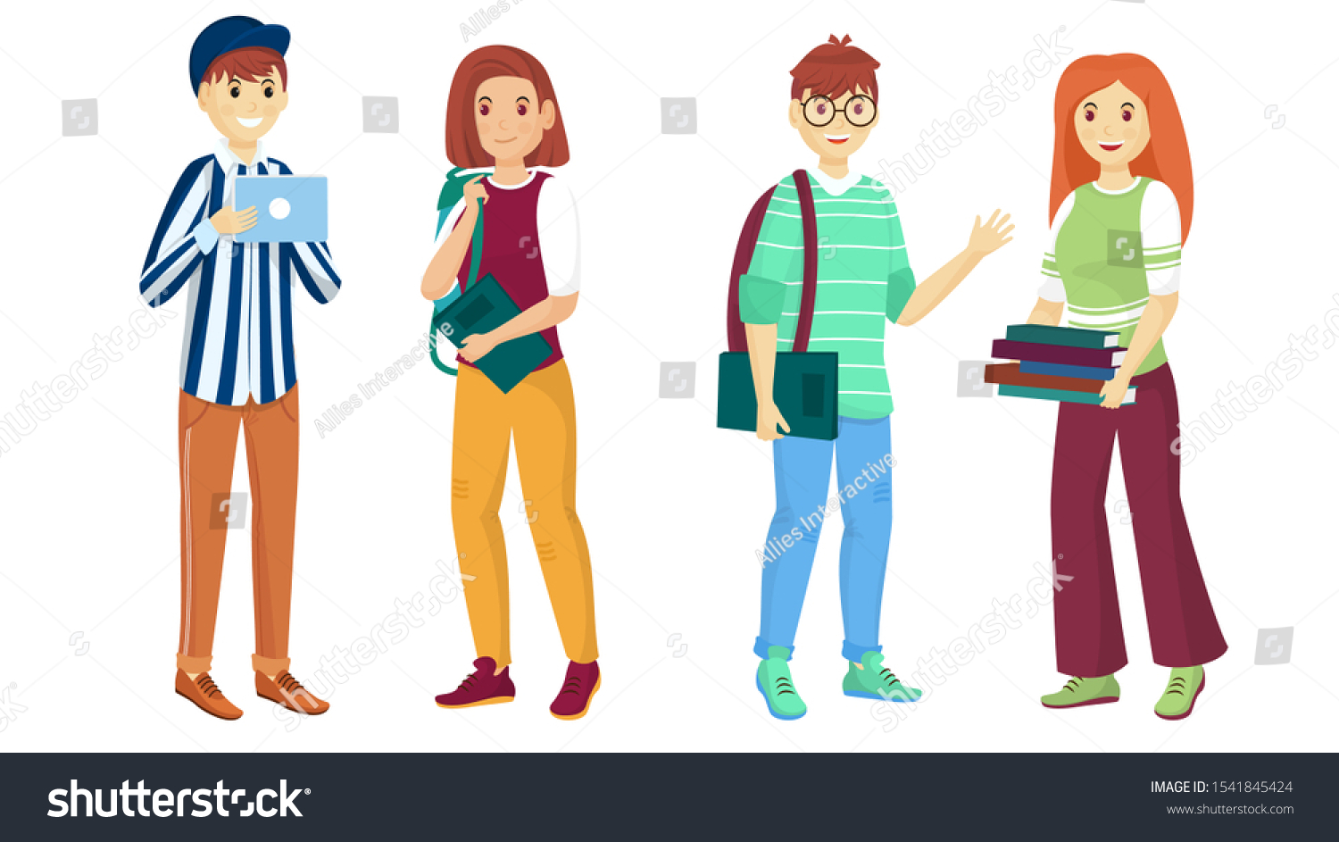 Set Young Student Girl Boy Character Stock Vector (Royalty Free) 1541845424