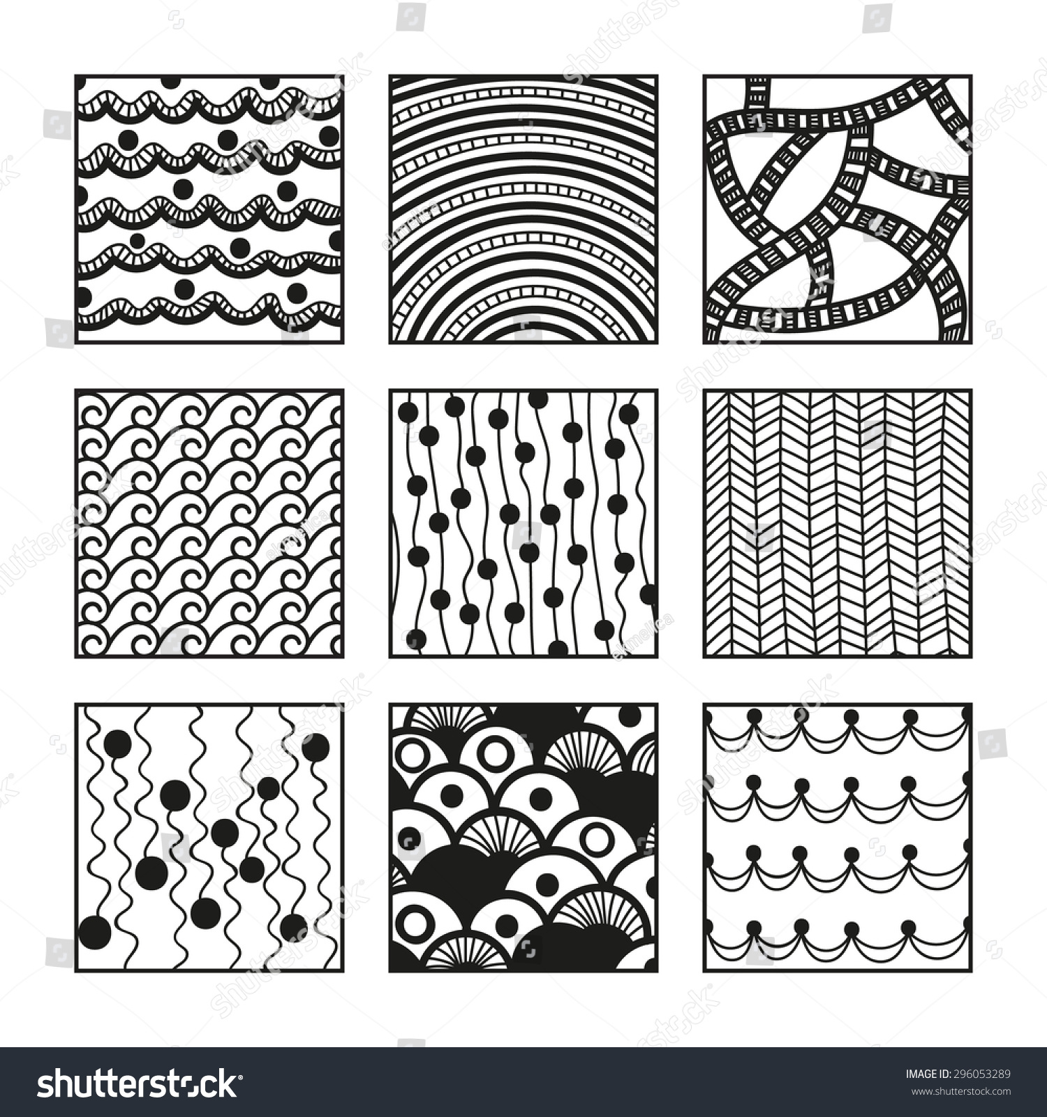 Set Zentangle Patterns Handdrawn Doodle Vector Stock Vector (Royalty ...