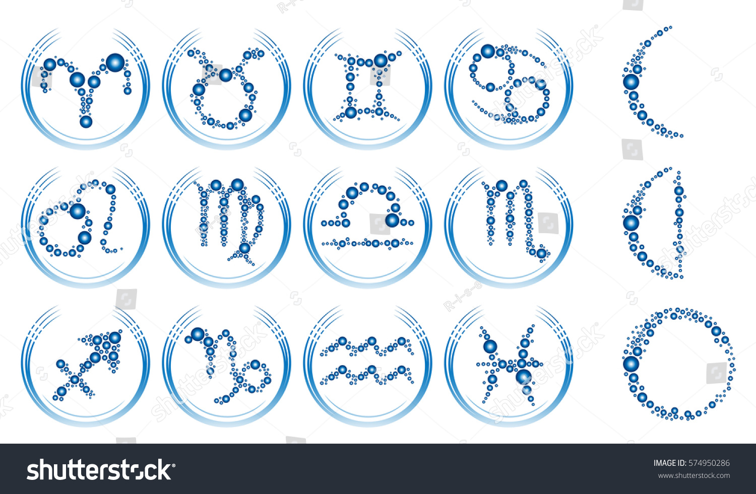 Set Zodiac Sign Icons Moon Phases Stock Vector Royalty Free 574950286 Set Zodiac Sign Icons Moon Phases Stock Vector Royalty Free 574950286