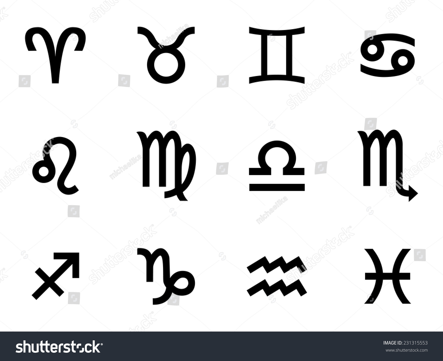 Set Zodiac Symbol Icons Vector Illustration Stock Vector (Royalty Free ...