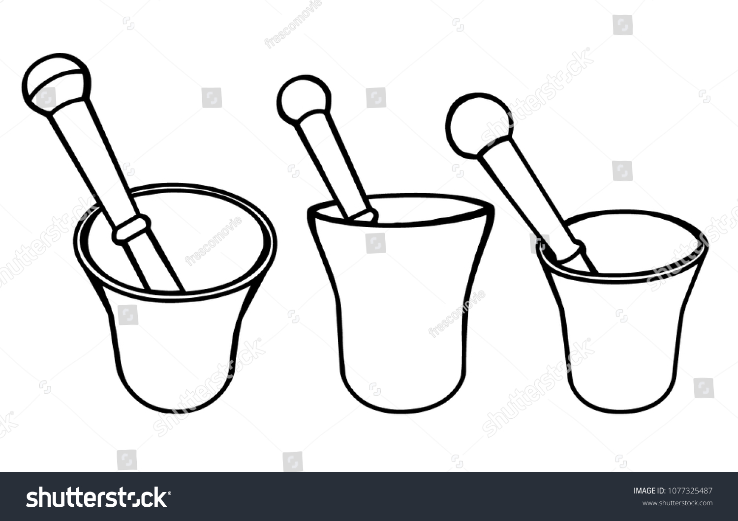 Set Ofhand Drawn Mortar Pestle Vector Stock Vector (Royalty Free ...