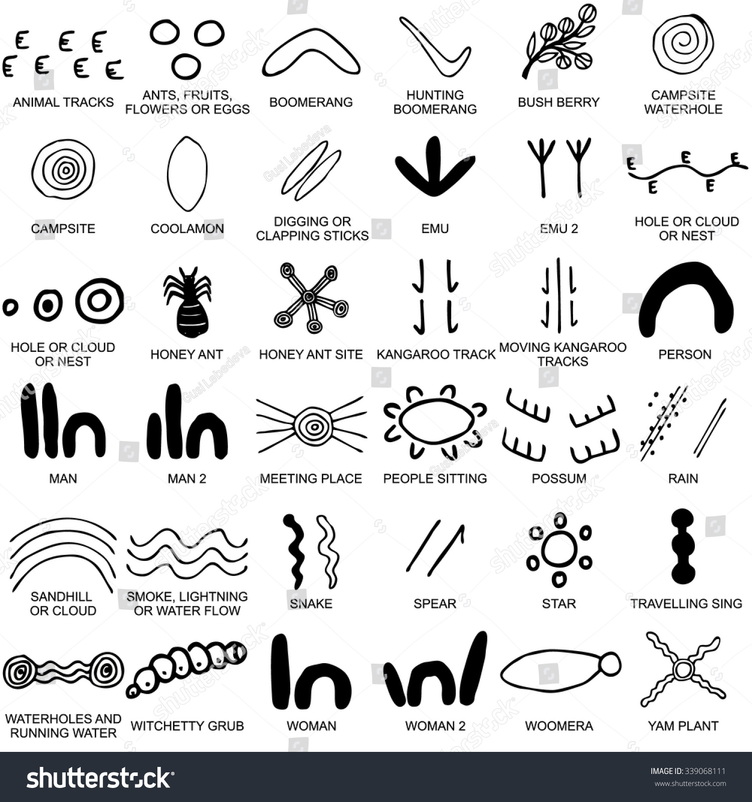 Set Gallery Monochrome Icons Symbols Stock Vector Shutterstock