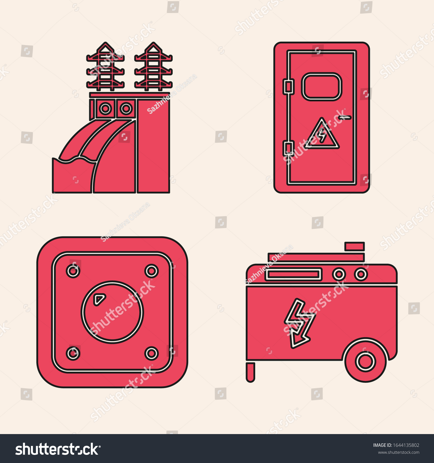 Set Portable Power Electric Generator Nuclear Stock Vector Royalty Free 1644135802