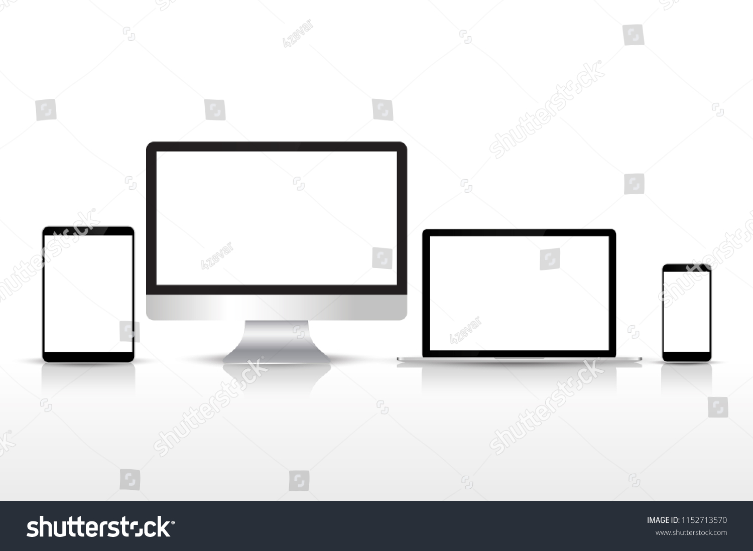 Set Realistic Monitors Laptop Tablet Stock Vector (Royalty Free) 1152713570