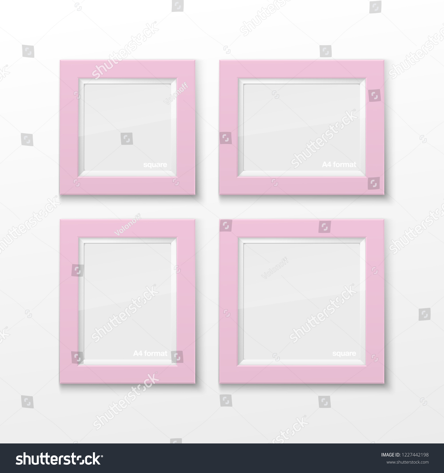 Set Realistic Square Rectangular Pink Color Stock Vector (Royalty Free ...