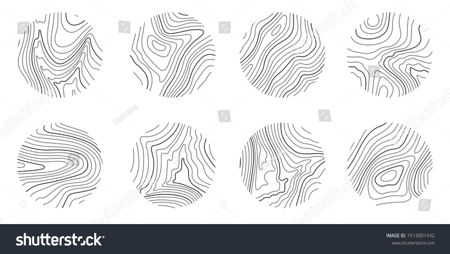 SVG of Set rings of topographic line map, circular geographic grid map. Abstract stock vector illustration svg