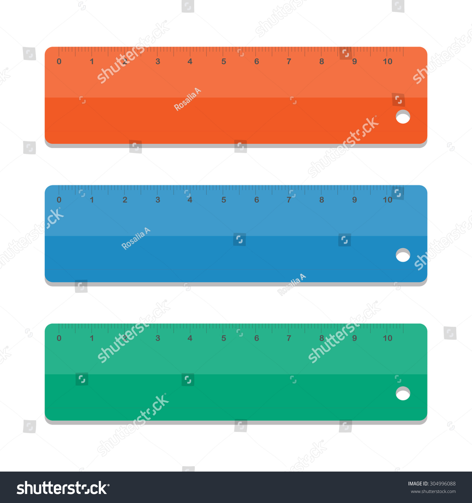 Set School Rulers. Illustration On White Background. Colorful Rulers ...