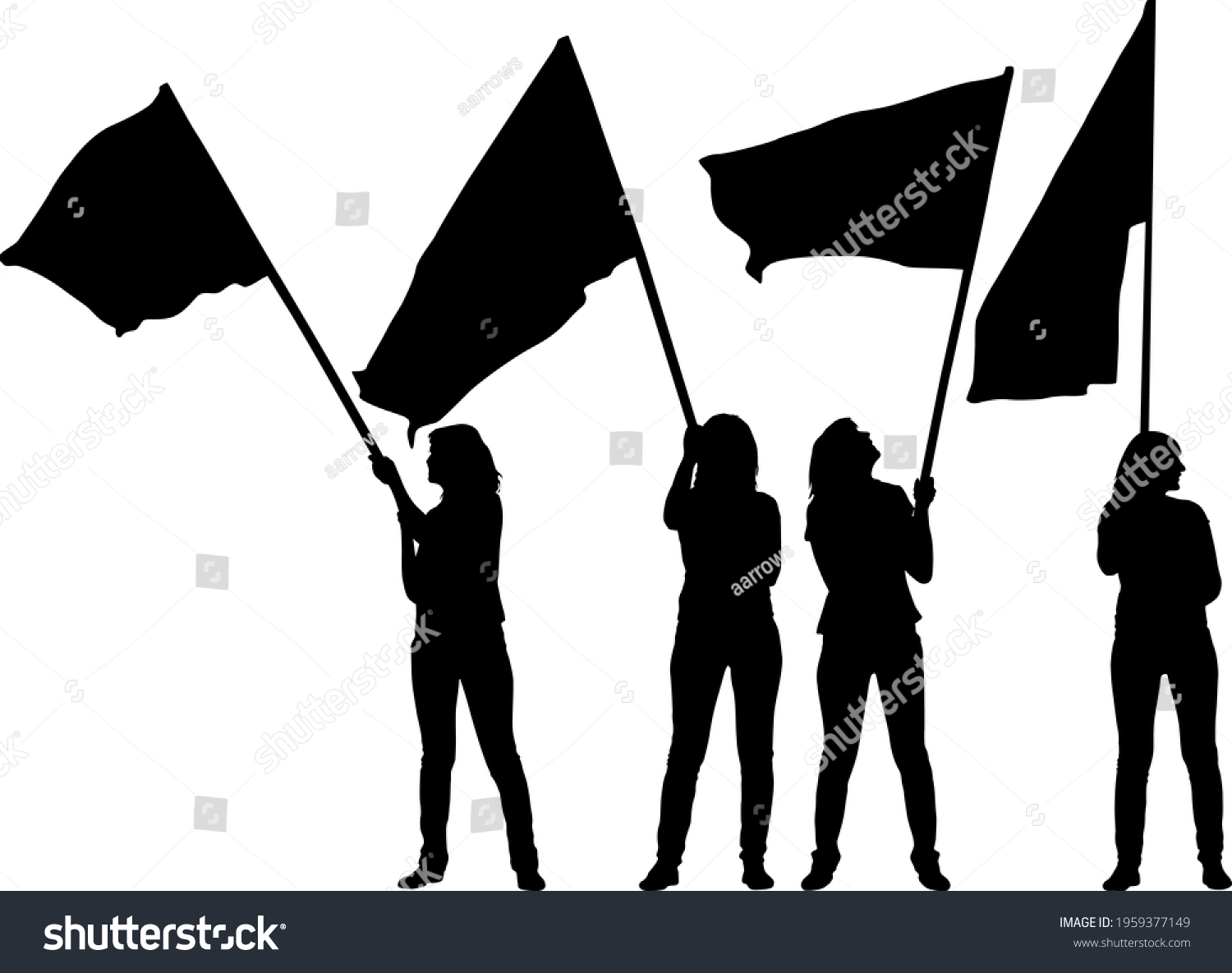 Set Silhouettes Woman Flags On White Stock Vector (Royalty Free ...