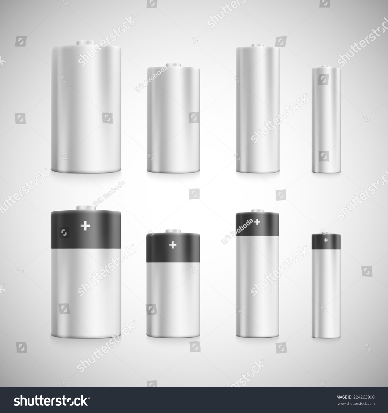 Set Standard Size Batteries On Scale Stock Vector Royalty Free