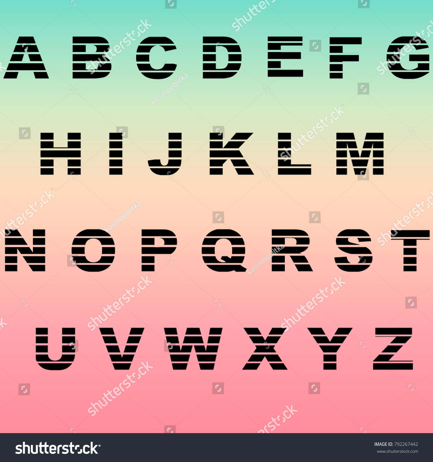 Set Striped Letters Stock Vector Royalty Free 792267442 Shutterstock 