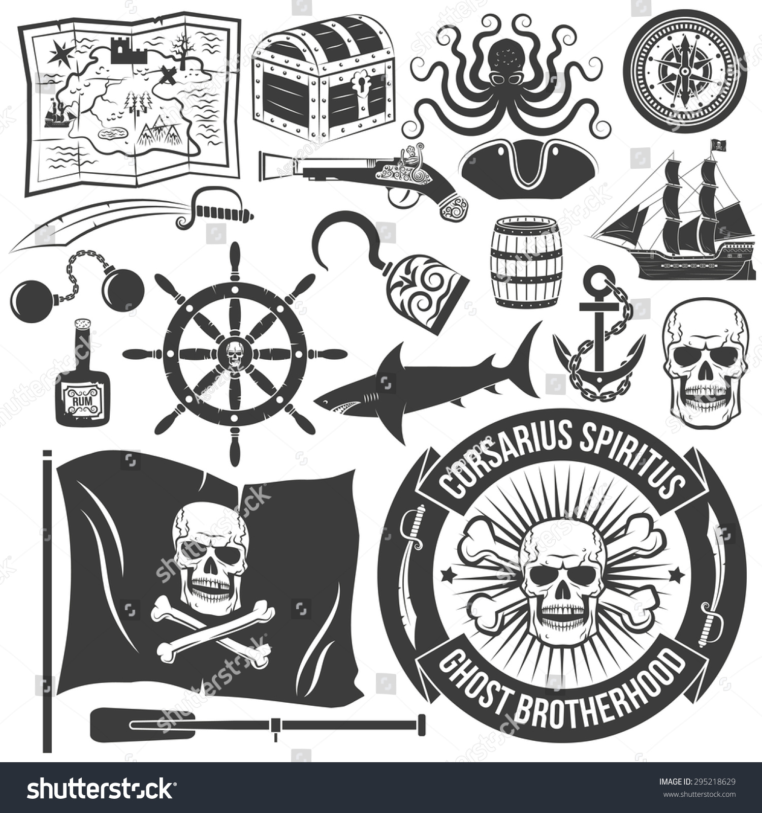 set create logo pirate tattoos marine stock vector 295218629 set create logo pirate tattoos marine stock vector 295218629