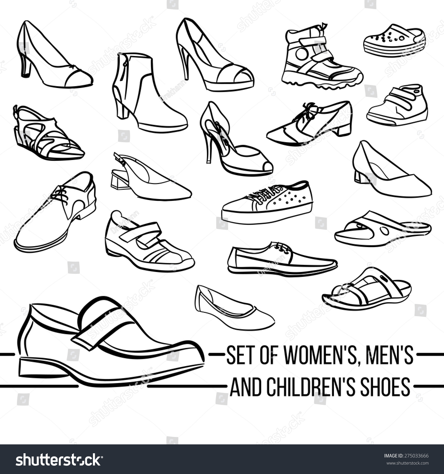 Set Vector Women Men Childrens Shoes Stock Vector (Royalty Free ...