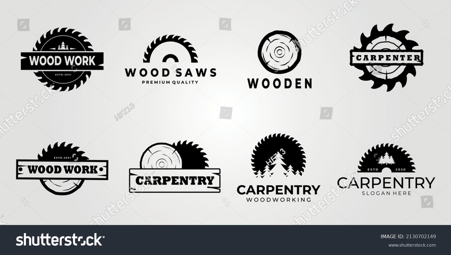 Set Vintage Carpentry Circular Saw Logo Stock Vector (Royalty Free ...