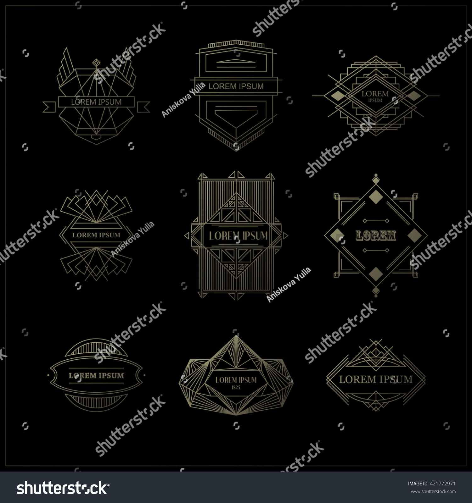 Set Vintage Frames Line Style Vector Stock Vector (Royalty Free