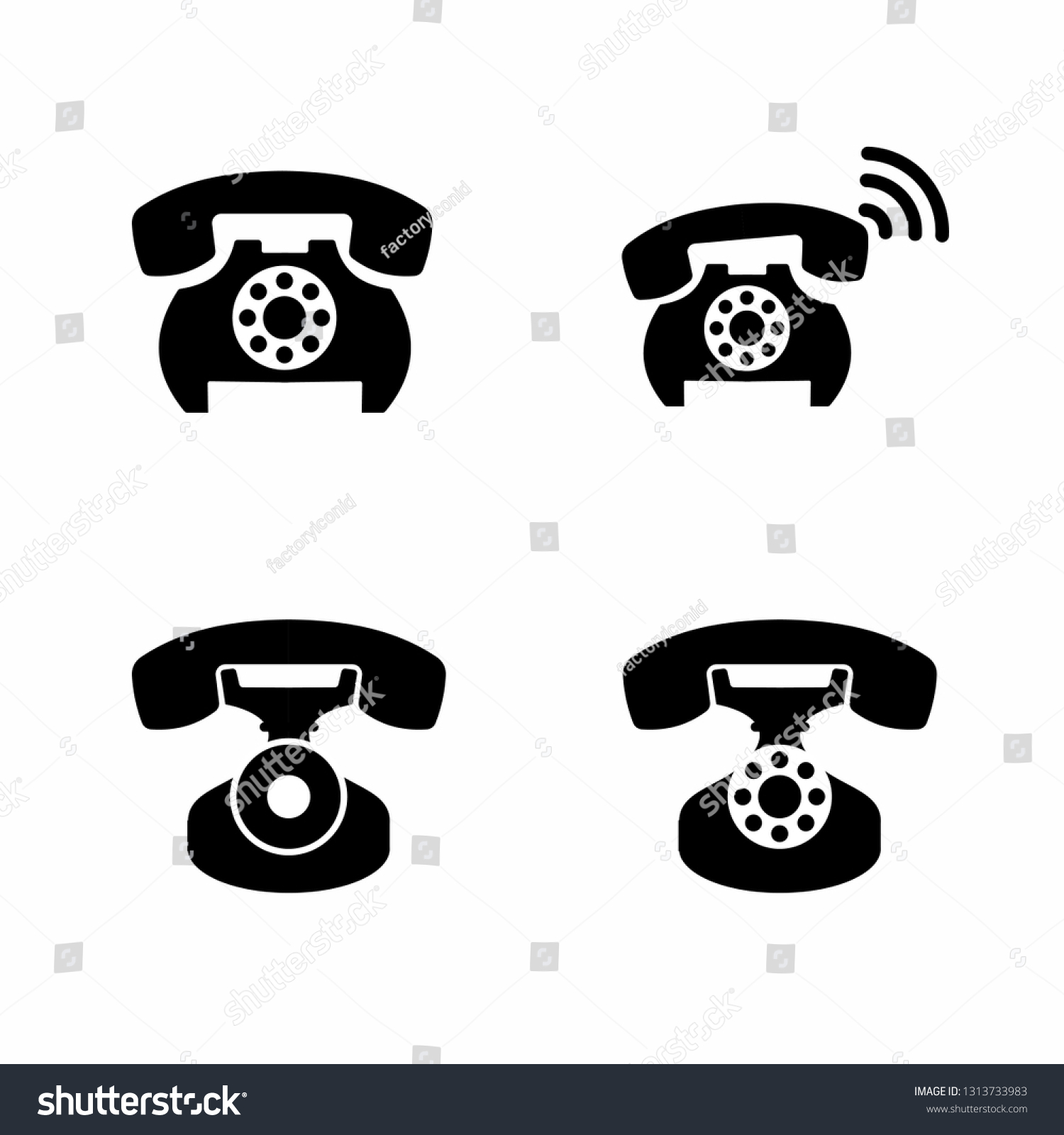 Set Vintage Old Phone Icon Vector Stock Vector (Royalty Free ...