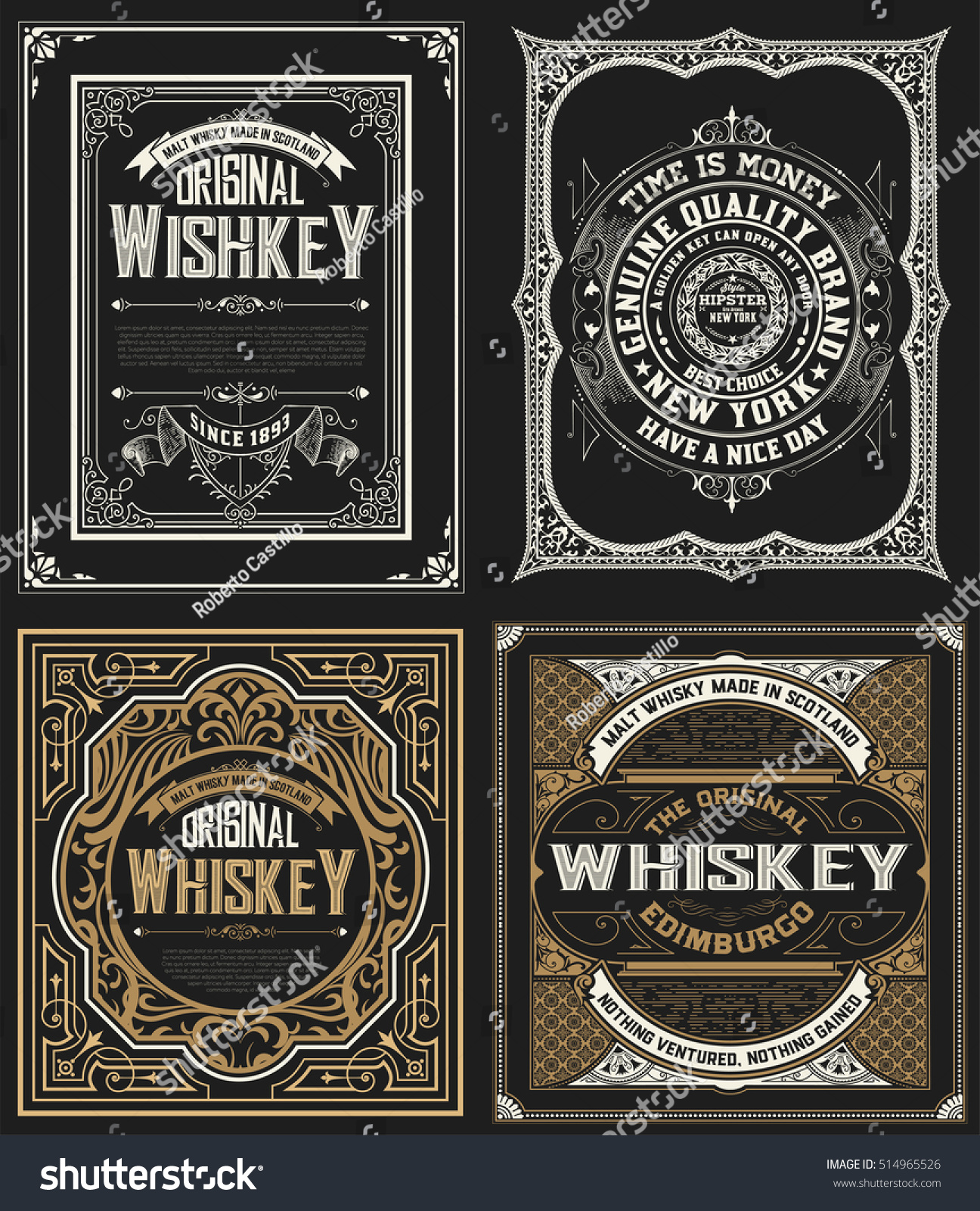 Set Whiskey Labels. Stock Vector Illustration 514965526 : Shutterstock