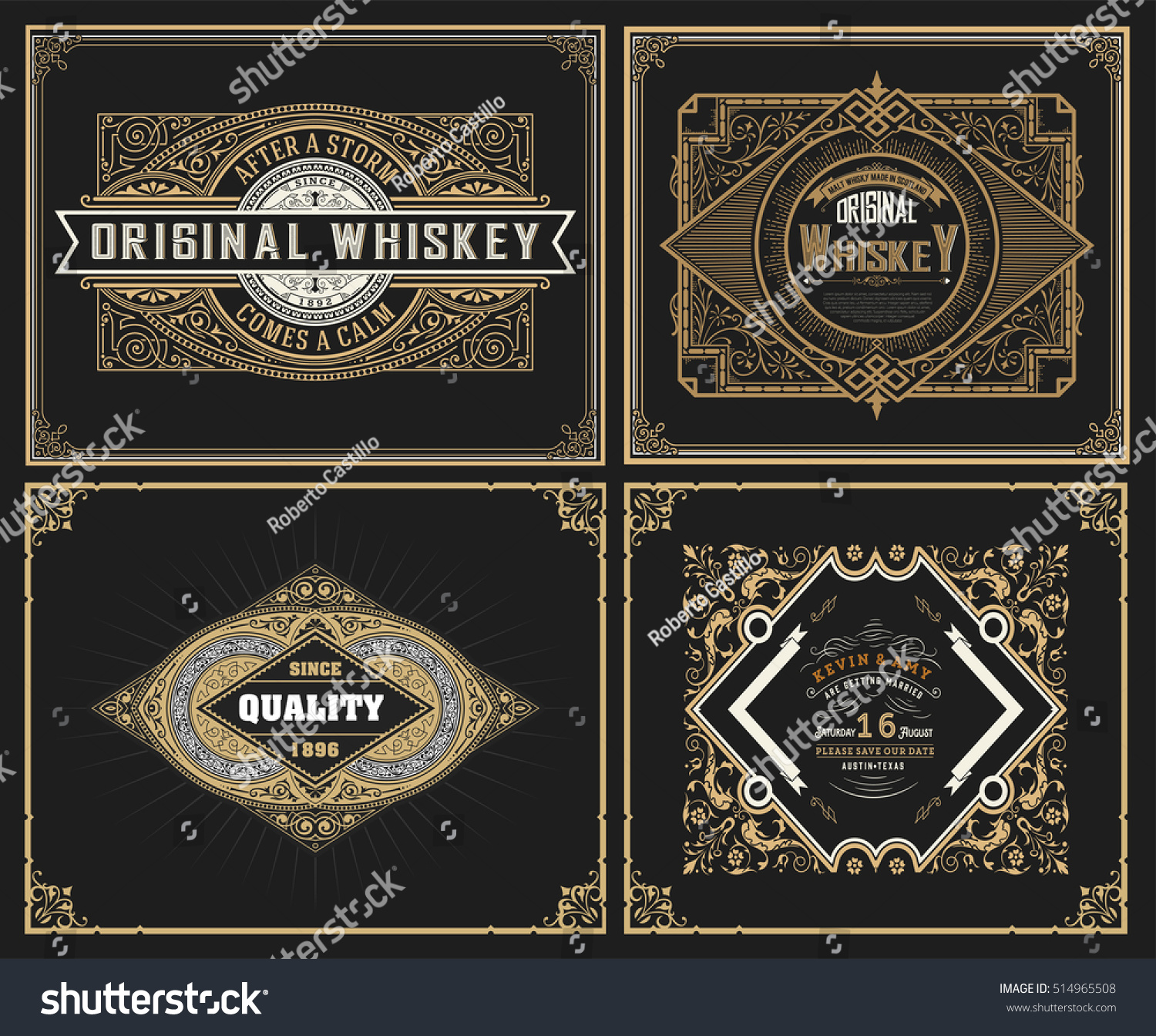 Set Whiskey Labels Vector Stock Vector 514965508 - Shutterstock