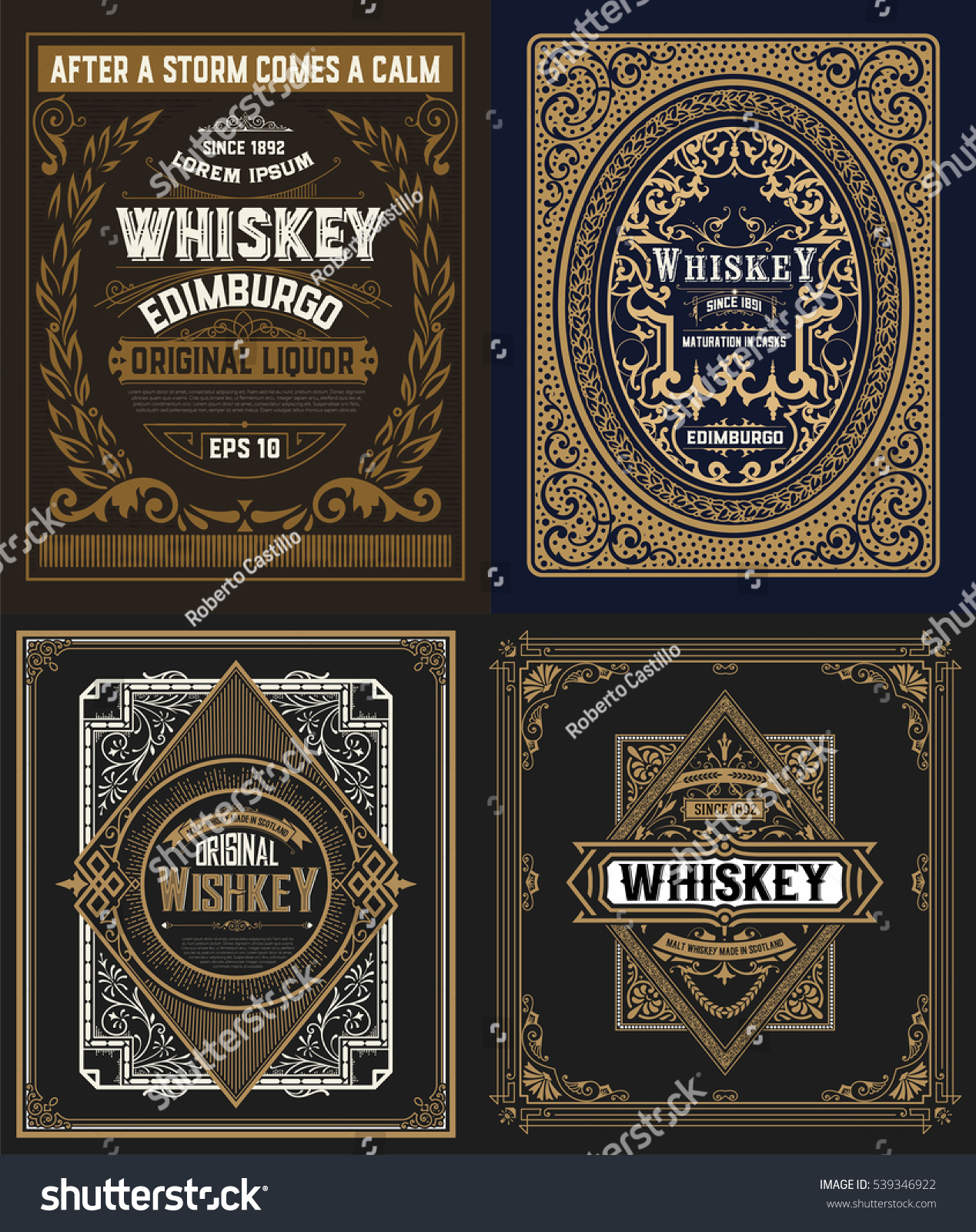 Set Whiskey Labels. Vector - 539346922 : Shutterstock