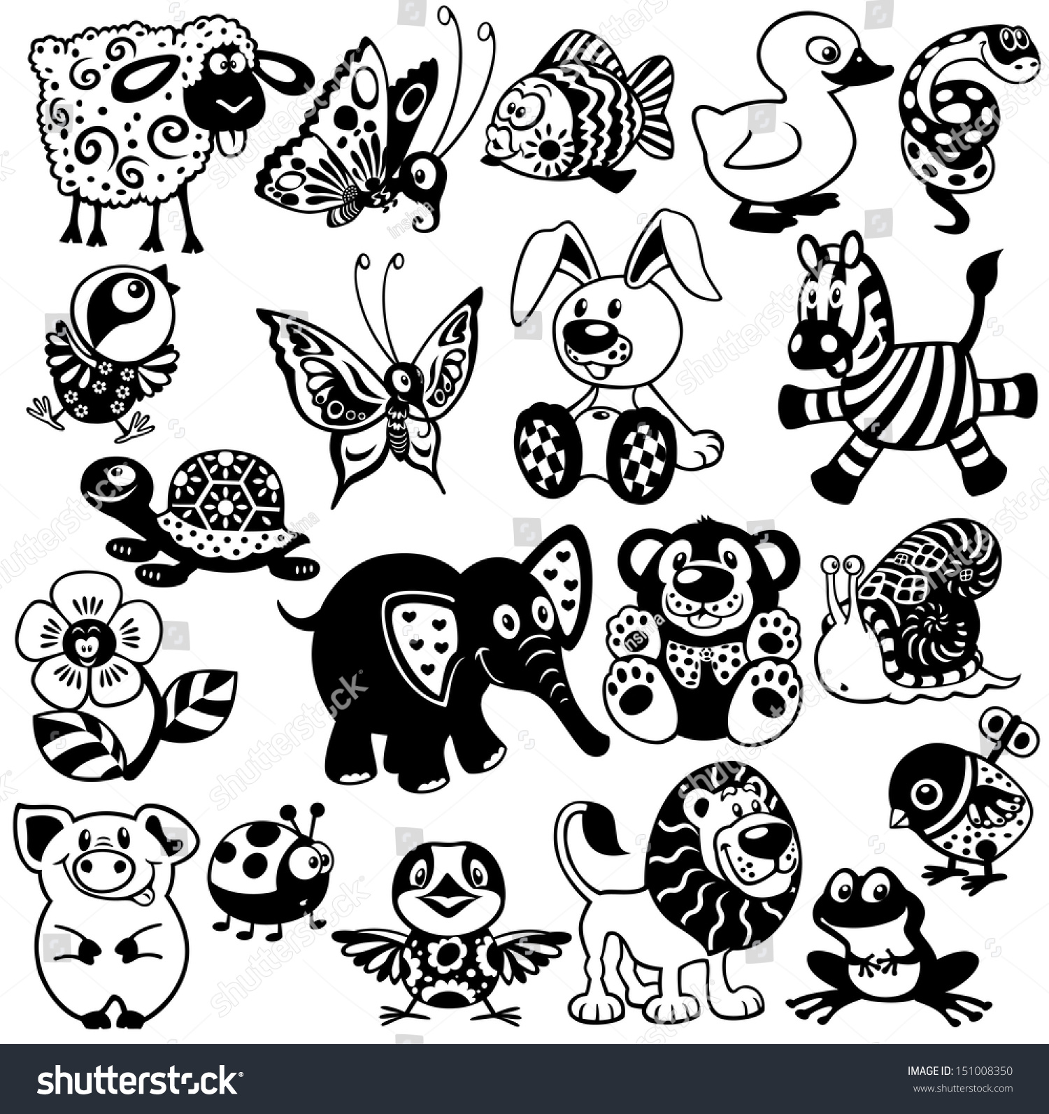 Set Cartoon Animals Toys Babies Little Stock Vector 151008350 ...