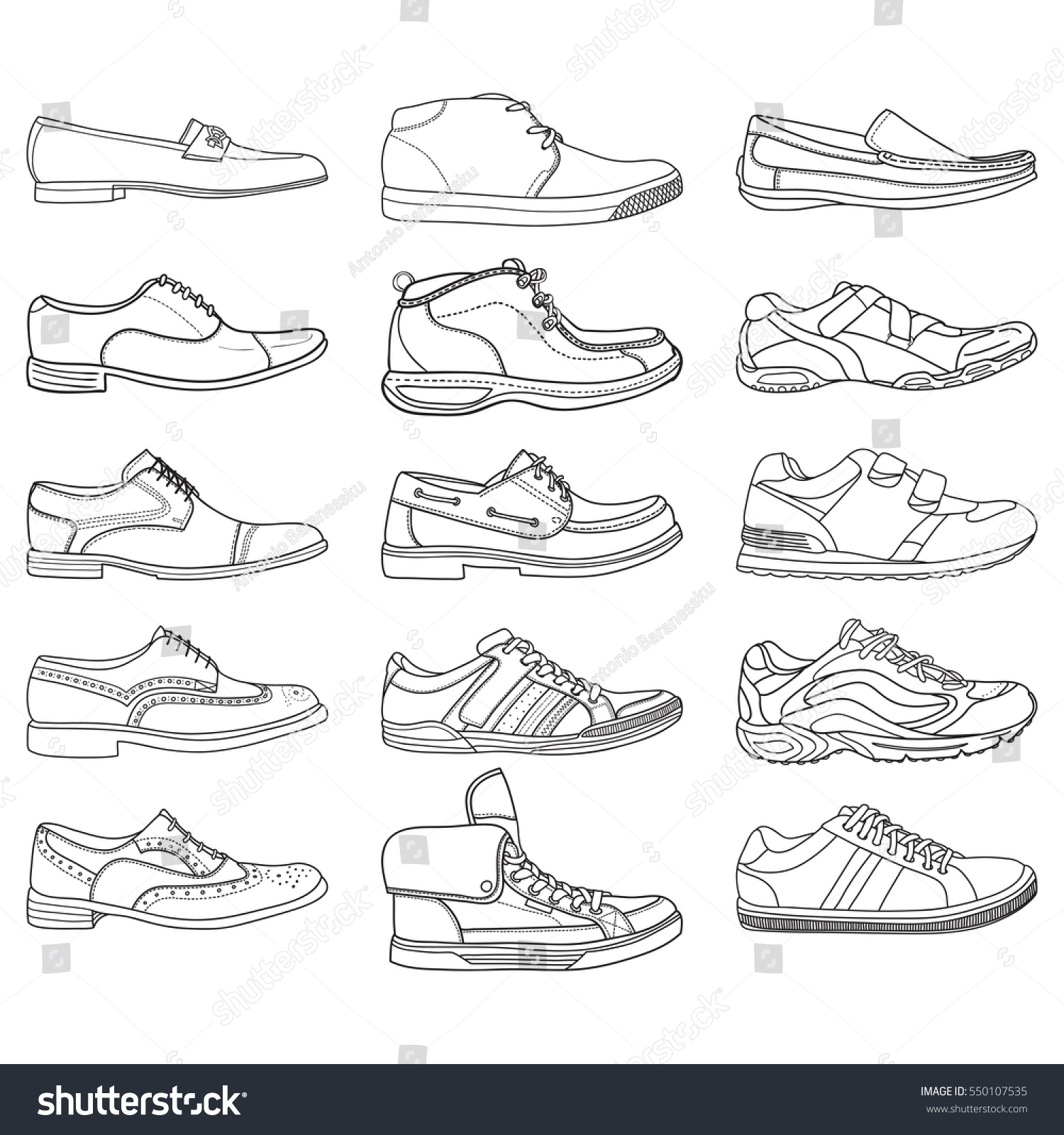 Set Different Types Mens Outline Shoes Stock Vector (Royalty Free ...