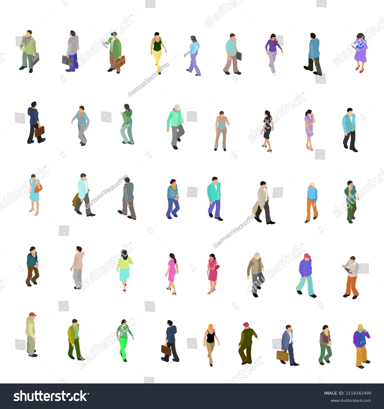 Set Many People Different Poses Isolated Stock Vector (Royalty Free ...