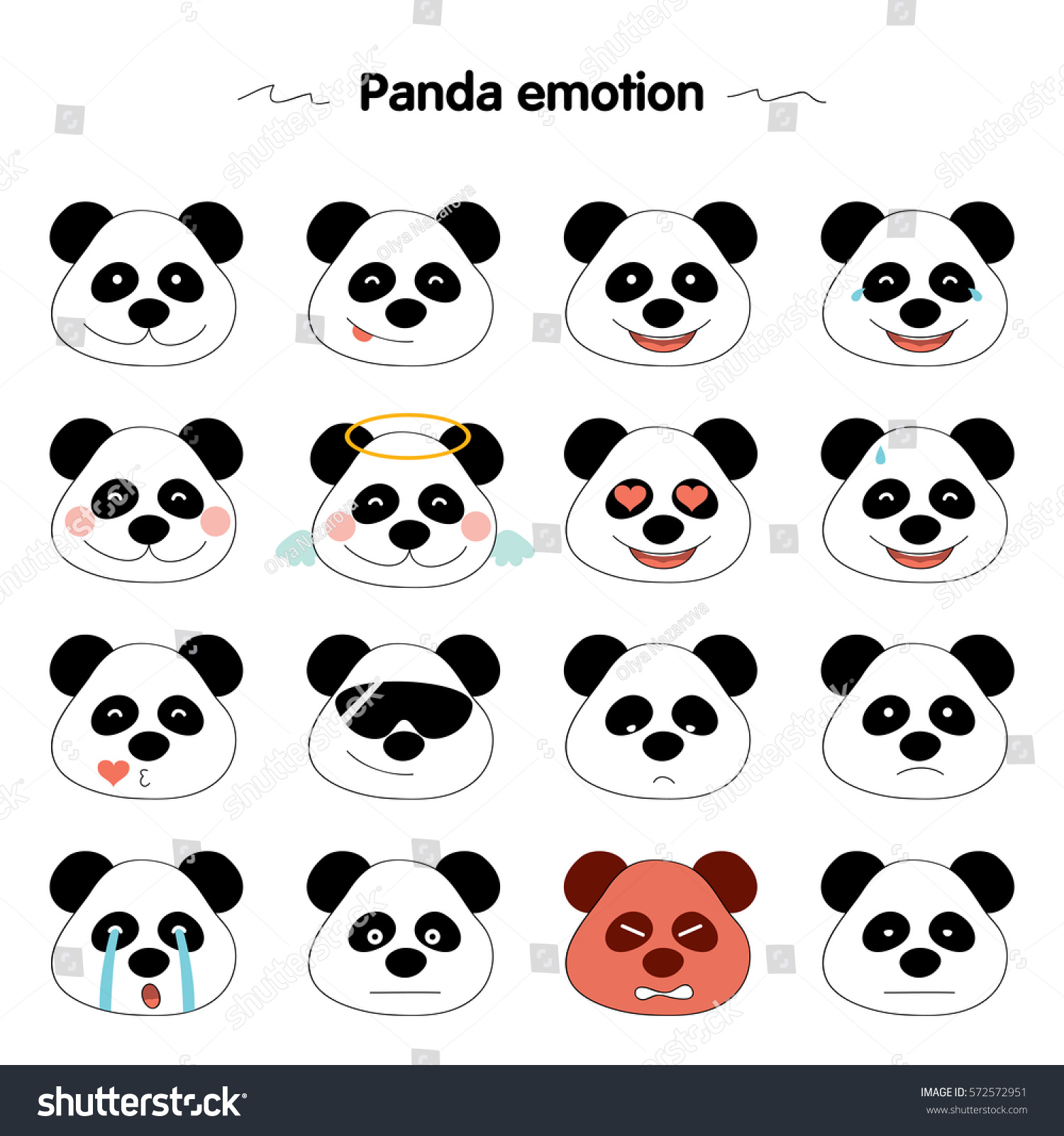 Set Panda Emotion Stock Vector (Royalty Free) 572572951 | Shutterstock