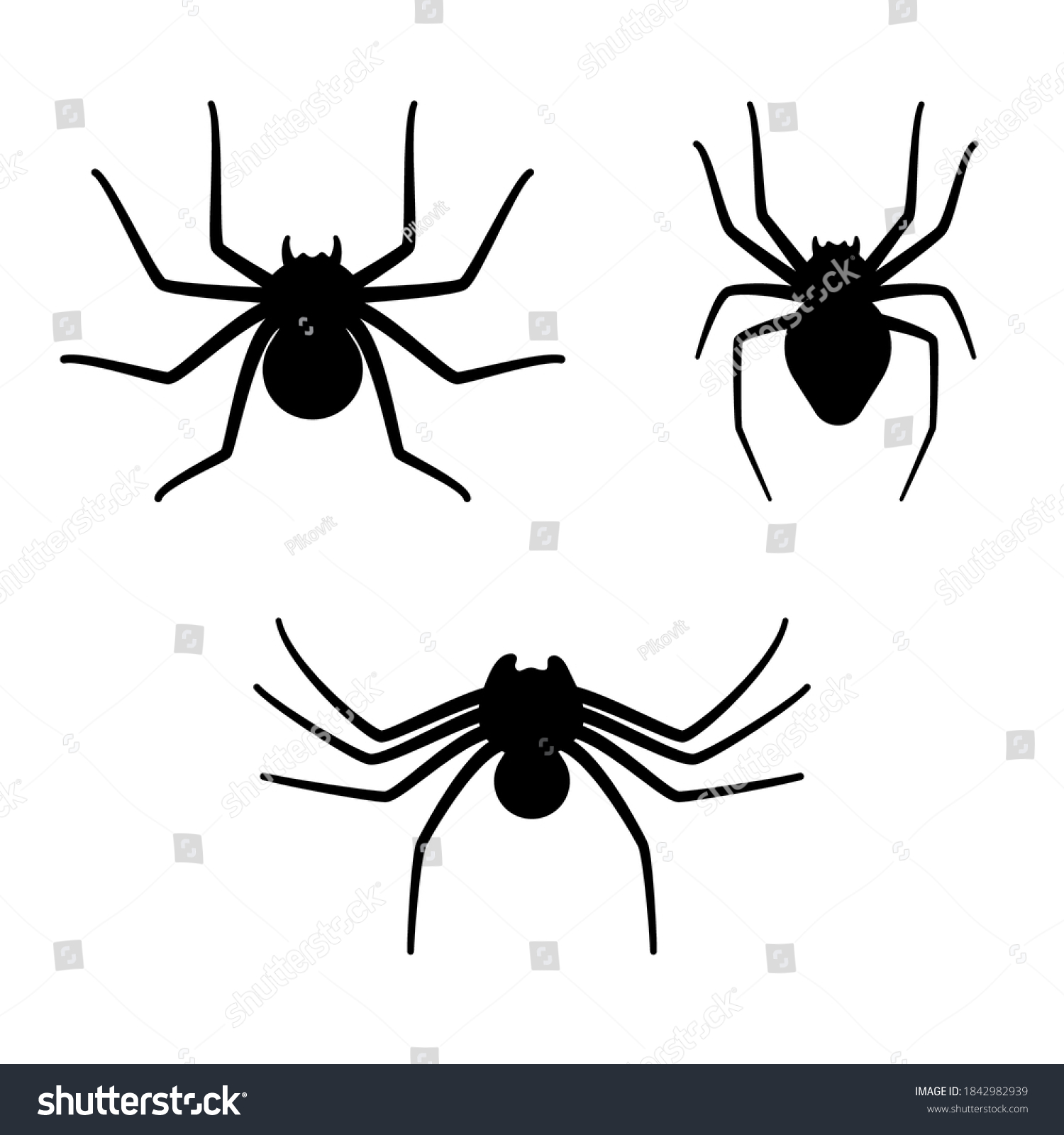 Set Spider Silhouette Halloween Decoration Tattoo Stock Vector (Royalty ...