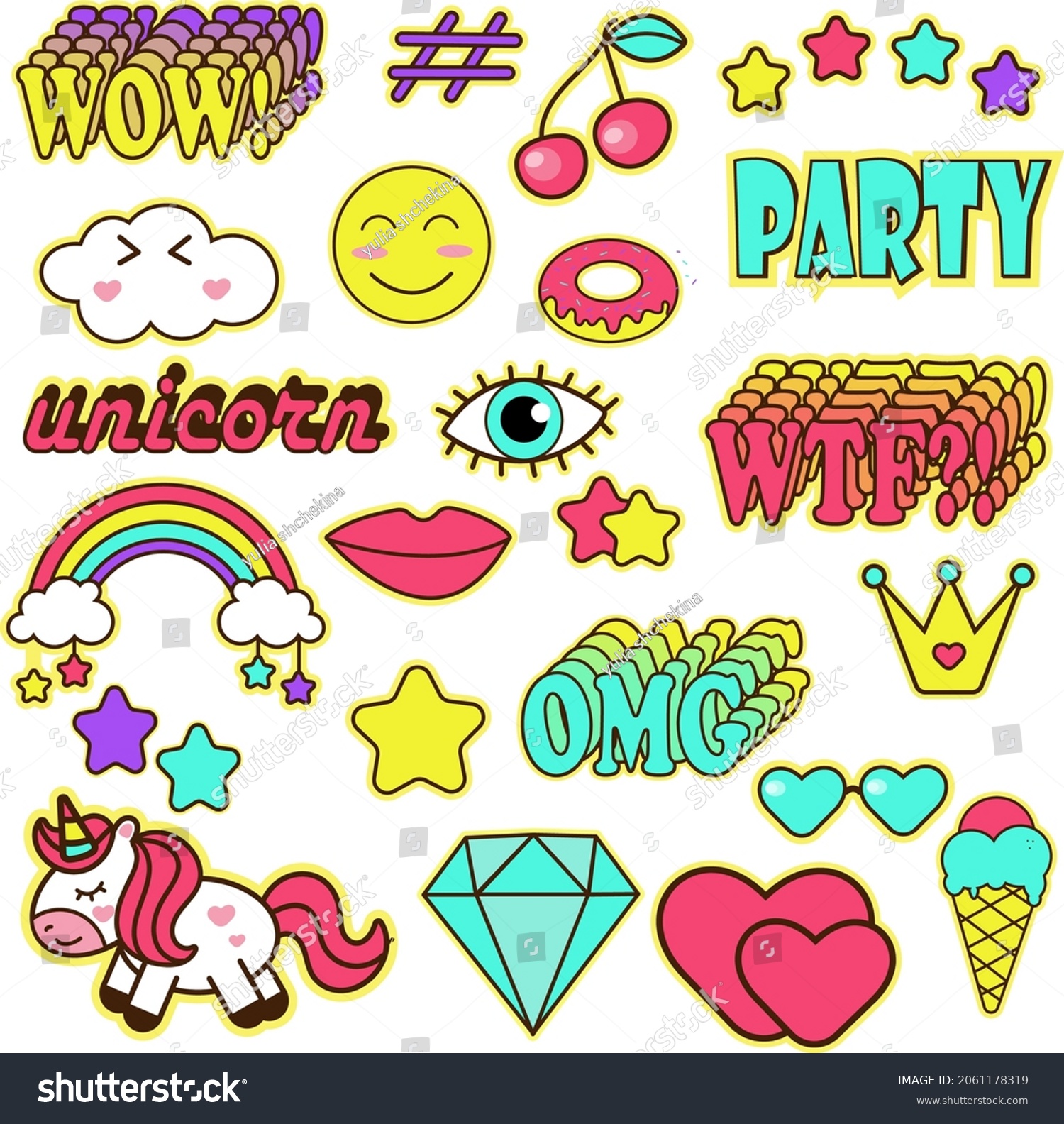 Set Stikers Design Stock Vector (Royalty Free) 2061178319