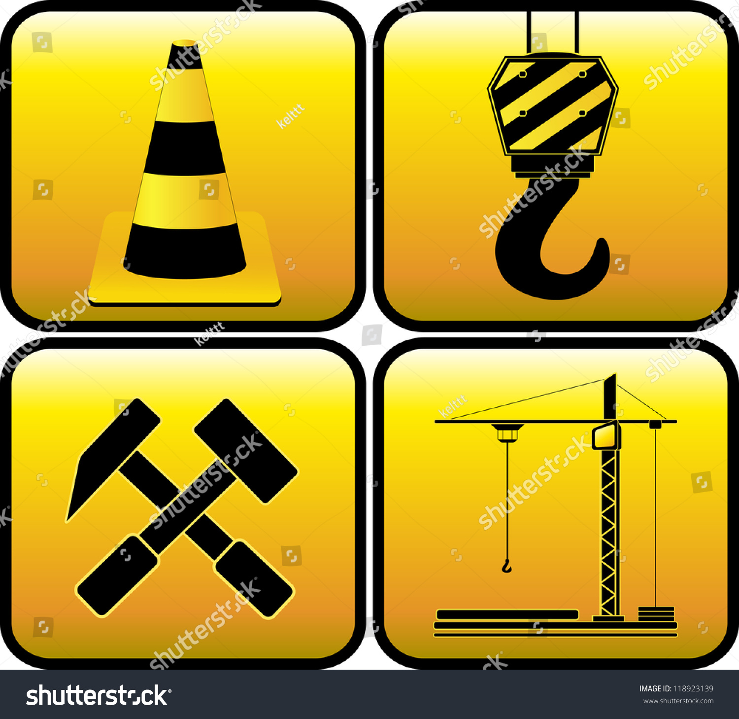 Set Yellow Sign - Symbol Construction Stock Vector Illustration ...