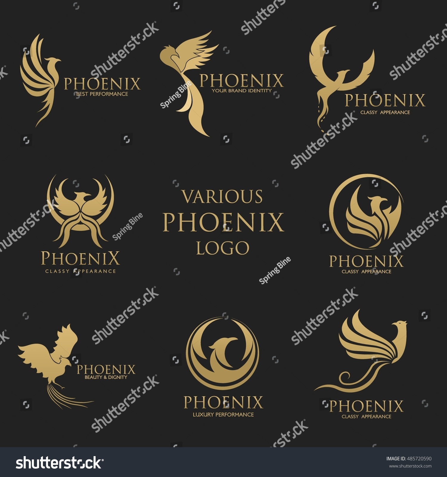 Sets Phoenix Logo Design Template Vector Stock Vector Royalty Free