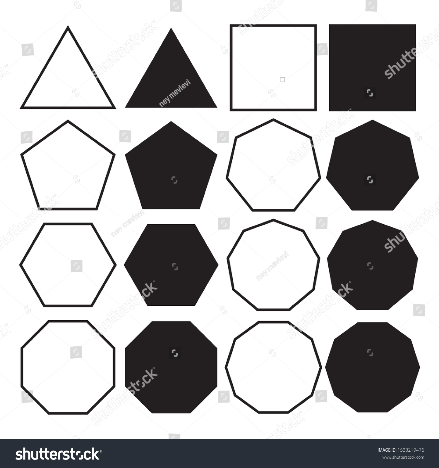 Sets Polygon Shapes Tetragon Decagon Patterns Stock Vector (Royalty ...