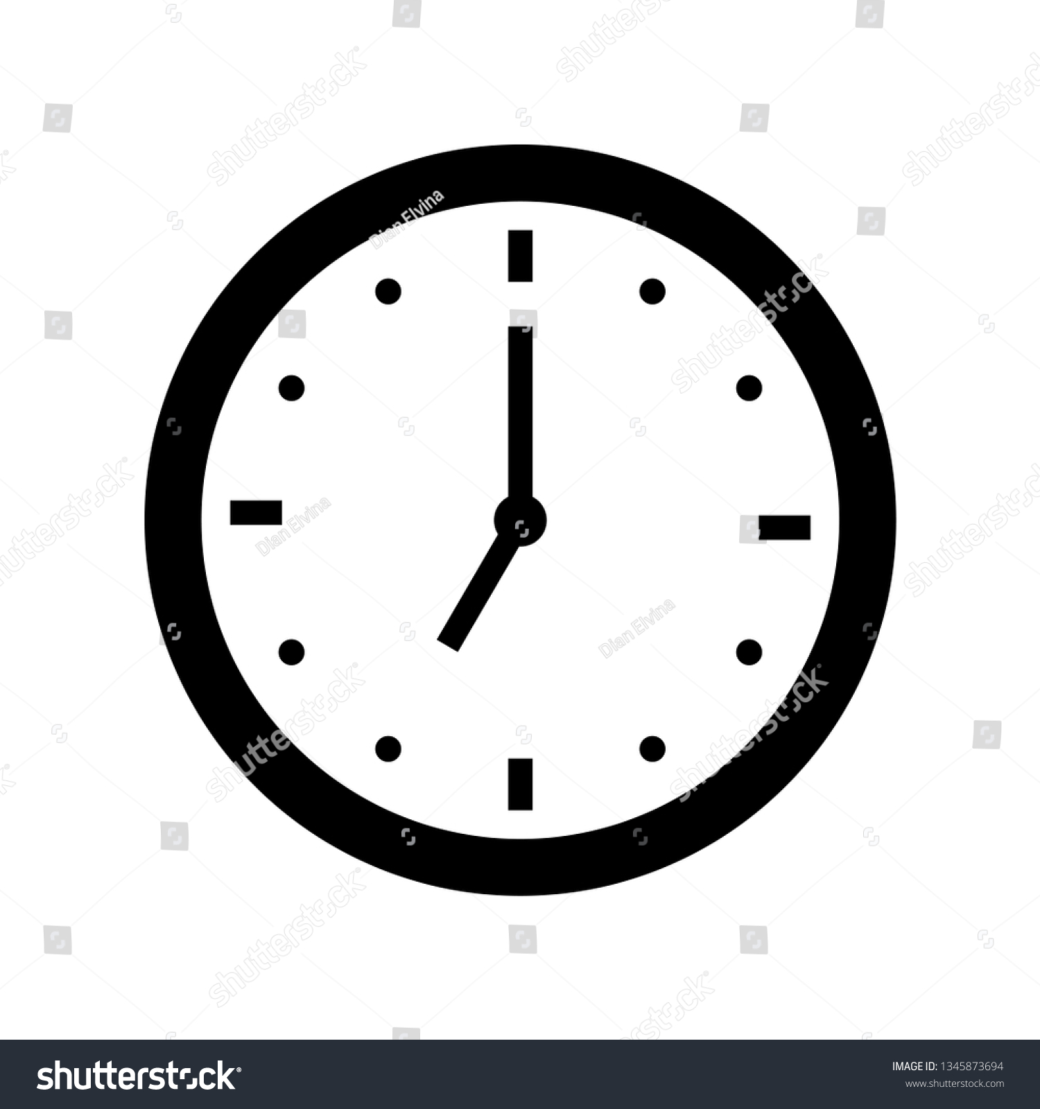Seven Oclock Icon Outline Vector เวกเตอร์สต็อก (ปลอดค่าลิขสิทธิ์