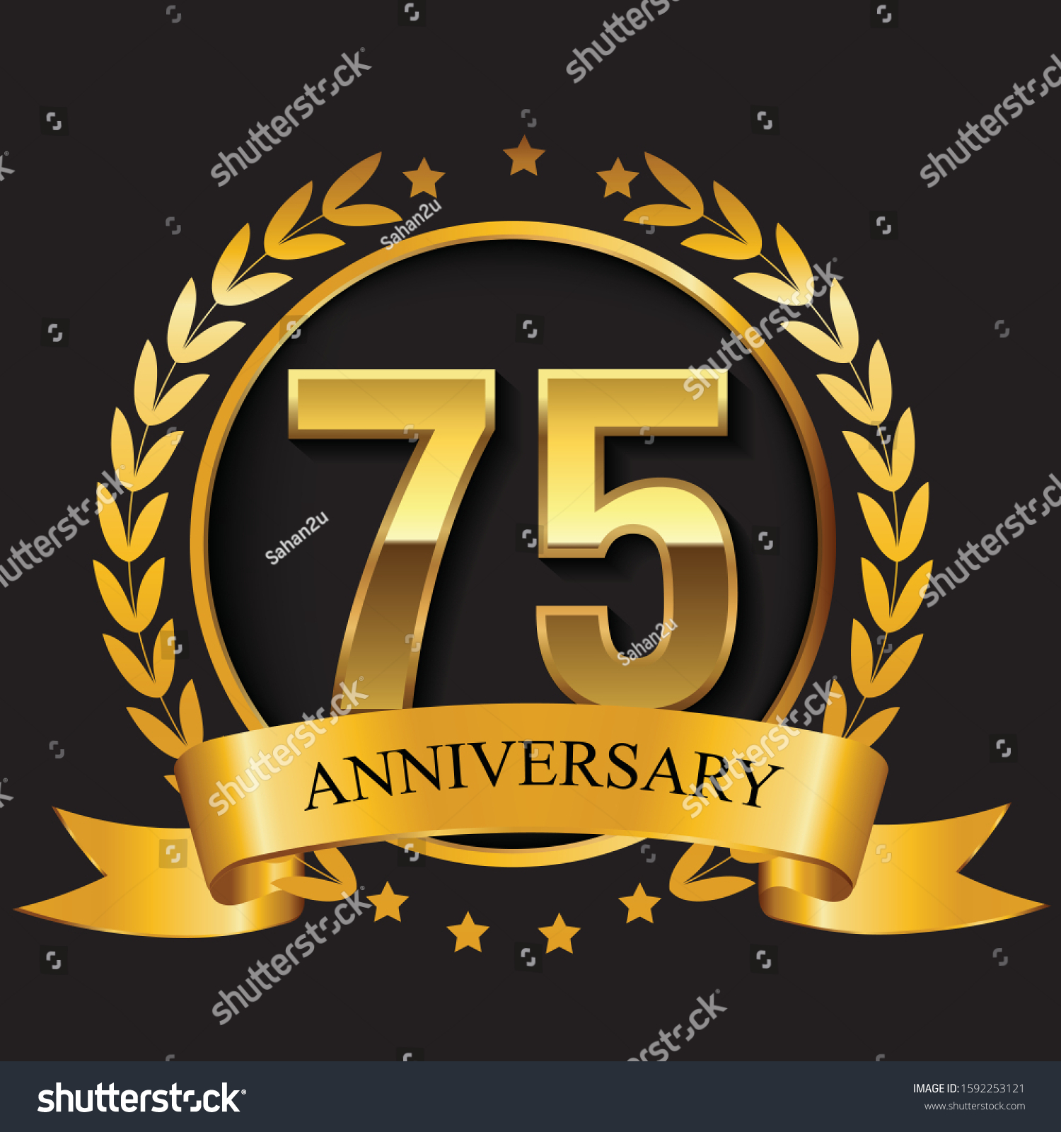 Seventy Fifth Anniversary Golden Logo Emblem Stock Vector (Royalty Free ...