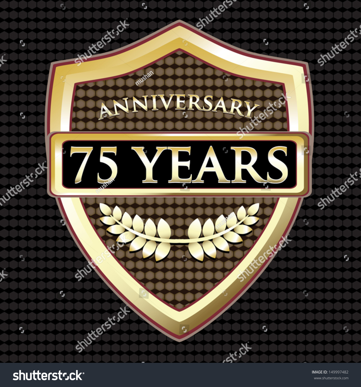SVG of Seventy Five Years Anniversary Golden Shield svg