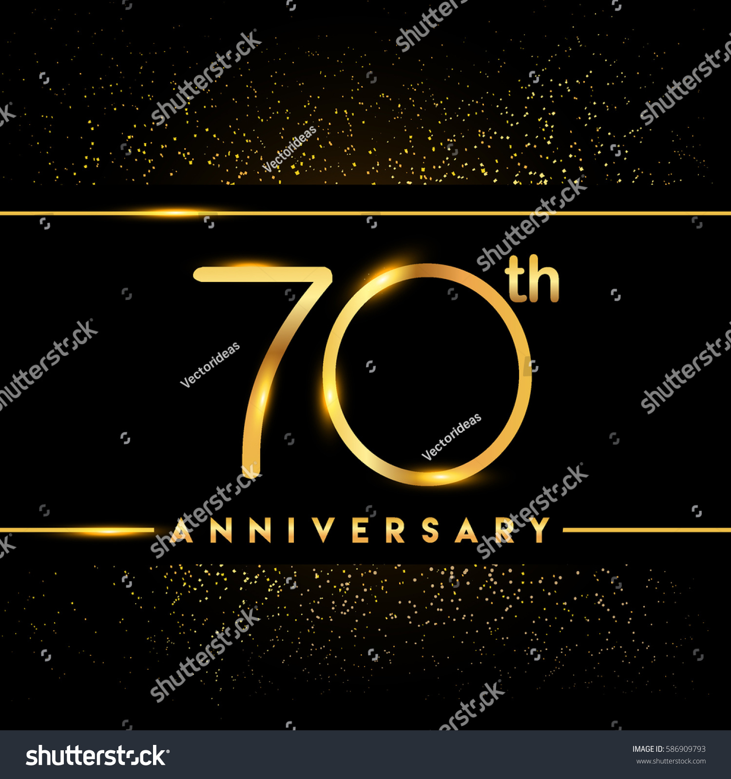 Seventy Years Anniversary Celebration Logotype 70th Stock Vector ...