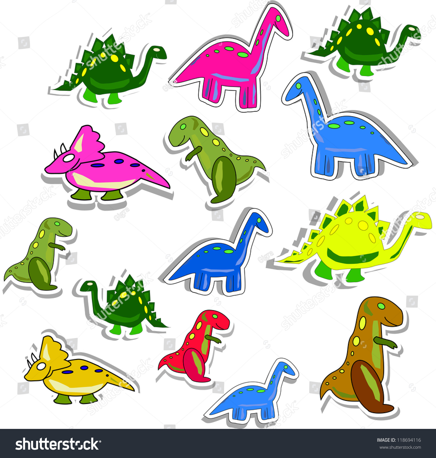 bright colored dinosaurs