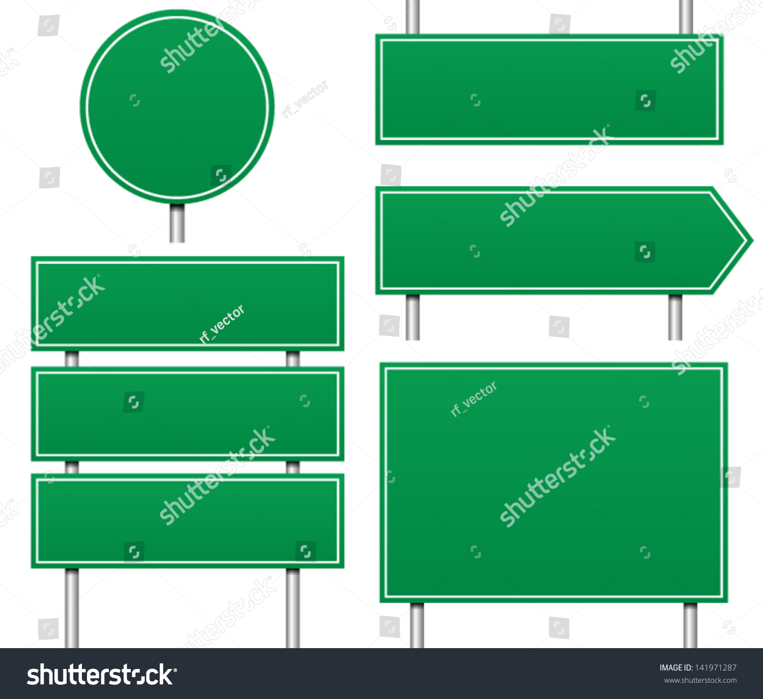 Several Types Empty Blank Road Signs Stock Vector 141971287 - Shutterstock