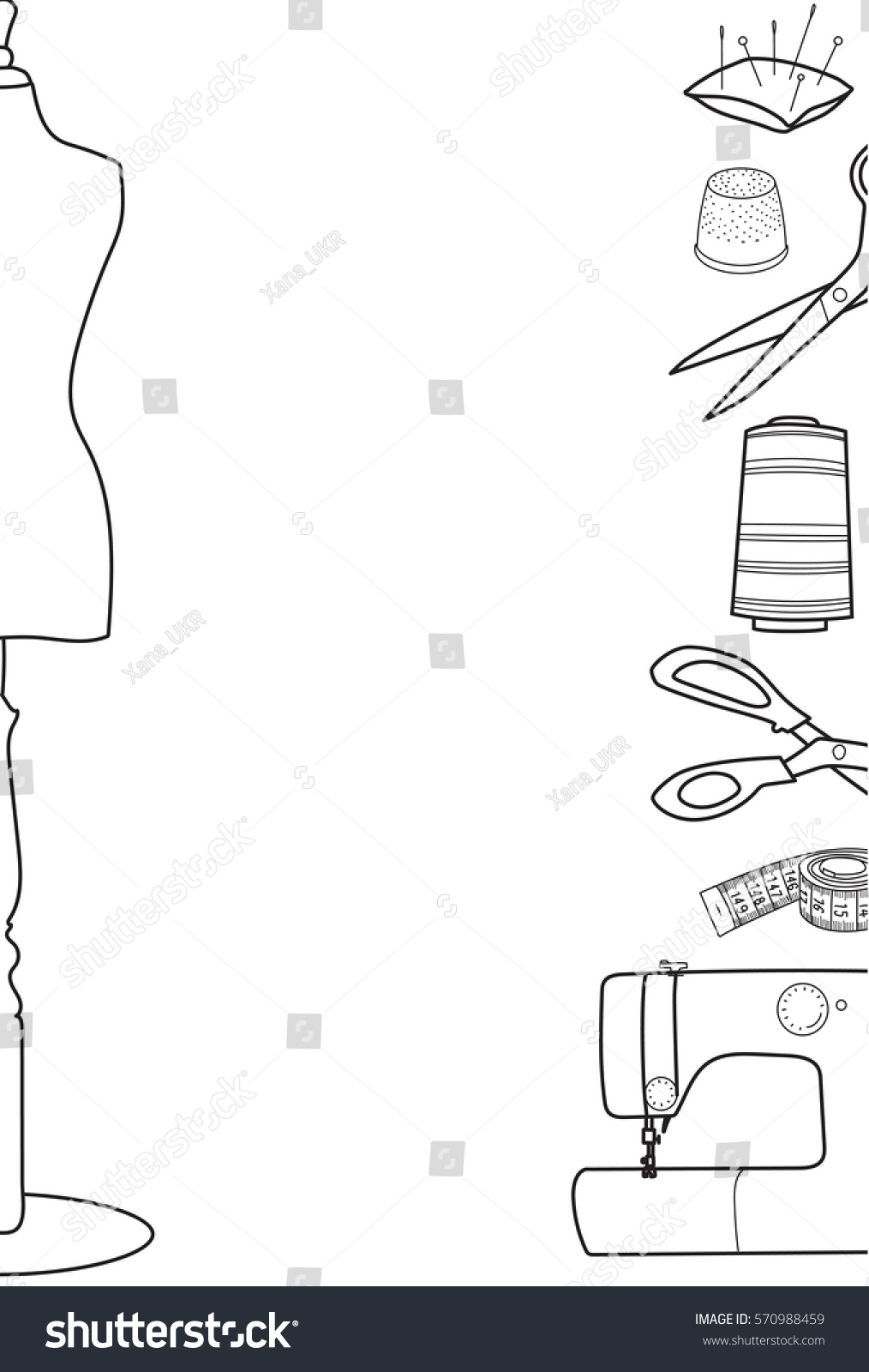 Sewing Tailoring Vector Background Border Hand Stock Vector 570988459 ...