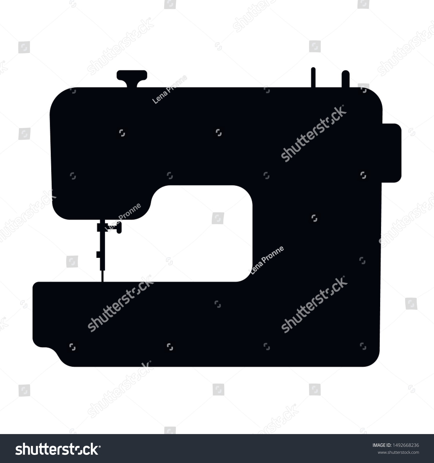 Sewing Machine Black Silhouette Cutting Illustration Stock Vector Royalty Free 1492668236 