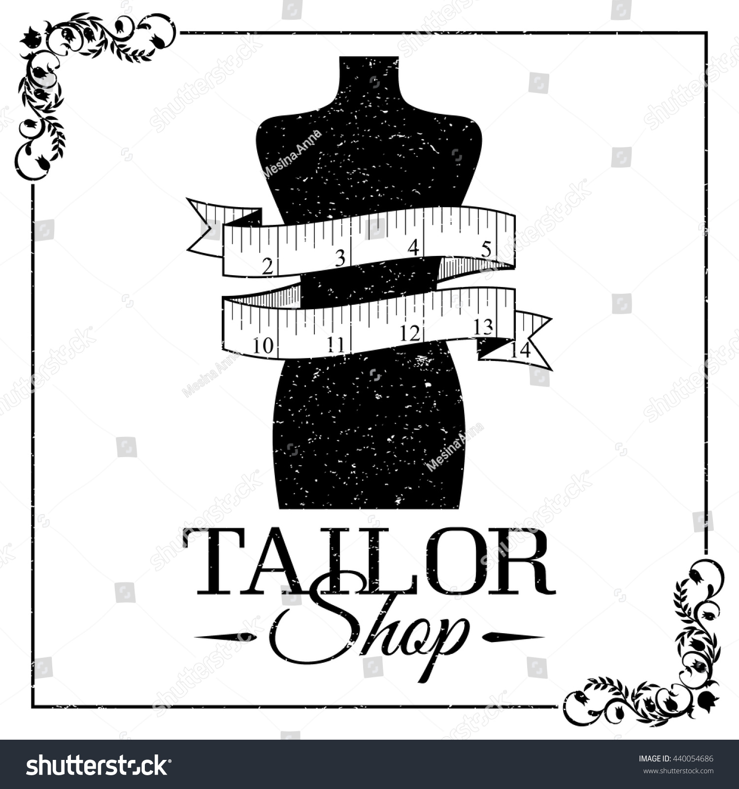 Sewing Supplies Mannequin Tape Measure Black Stock Vector (Royalty Free ...