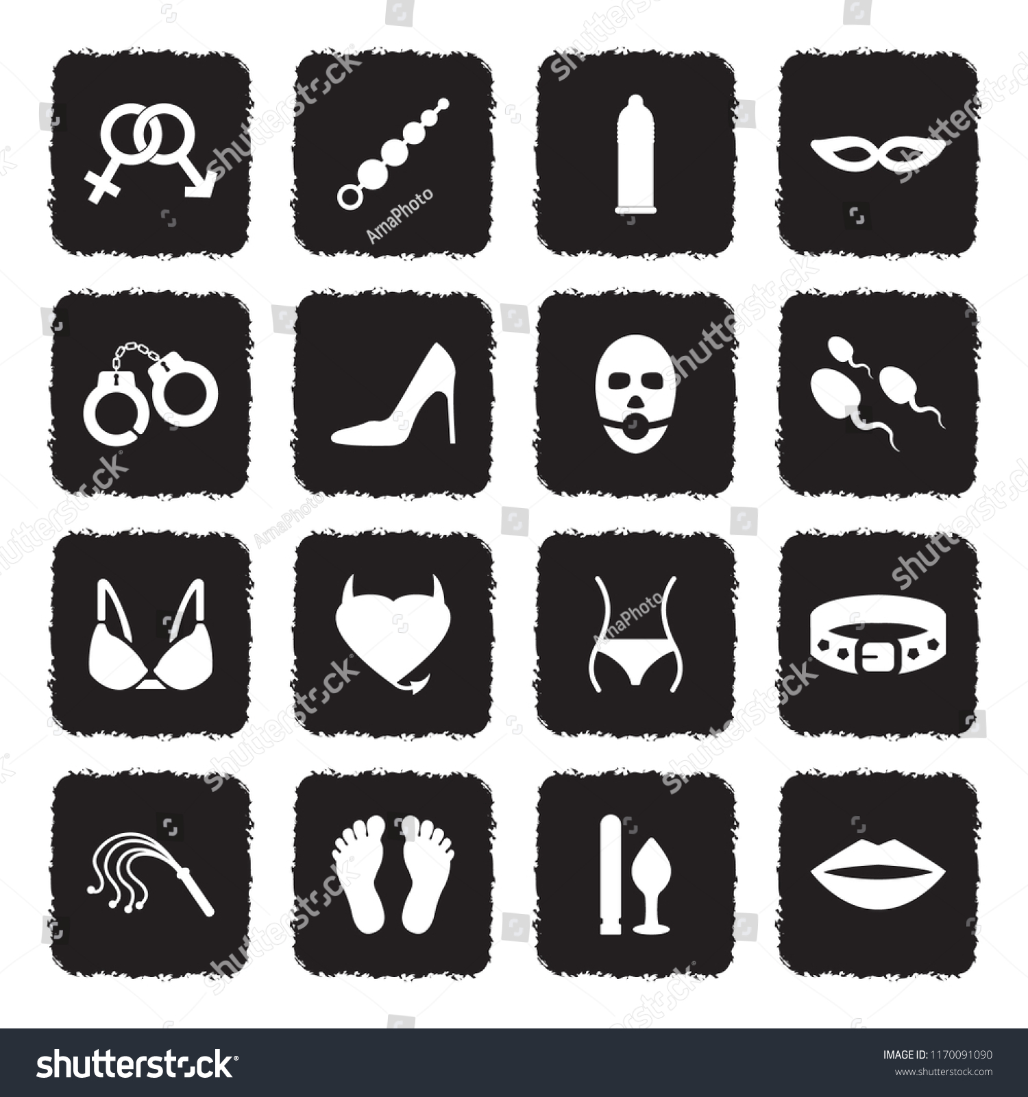 Sex Fetish Icons Grunge Black Flat Stock Vector Royalty Free 1170091090 