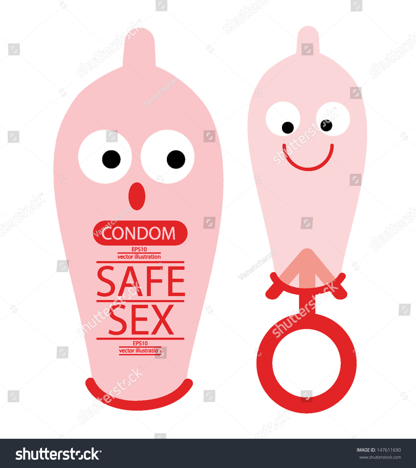 Sex Cartoon Condom Vector Illustration Stock Vector 147611690