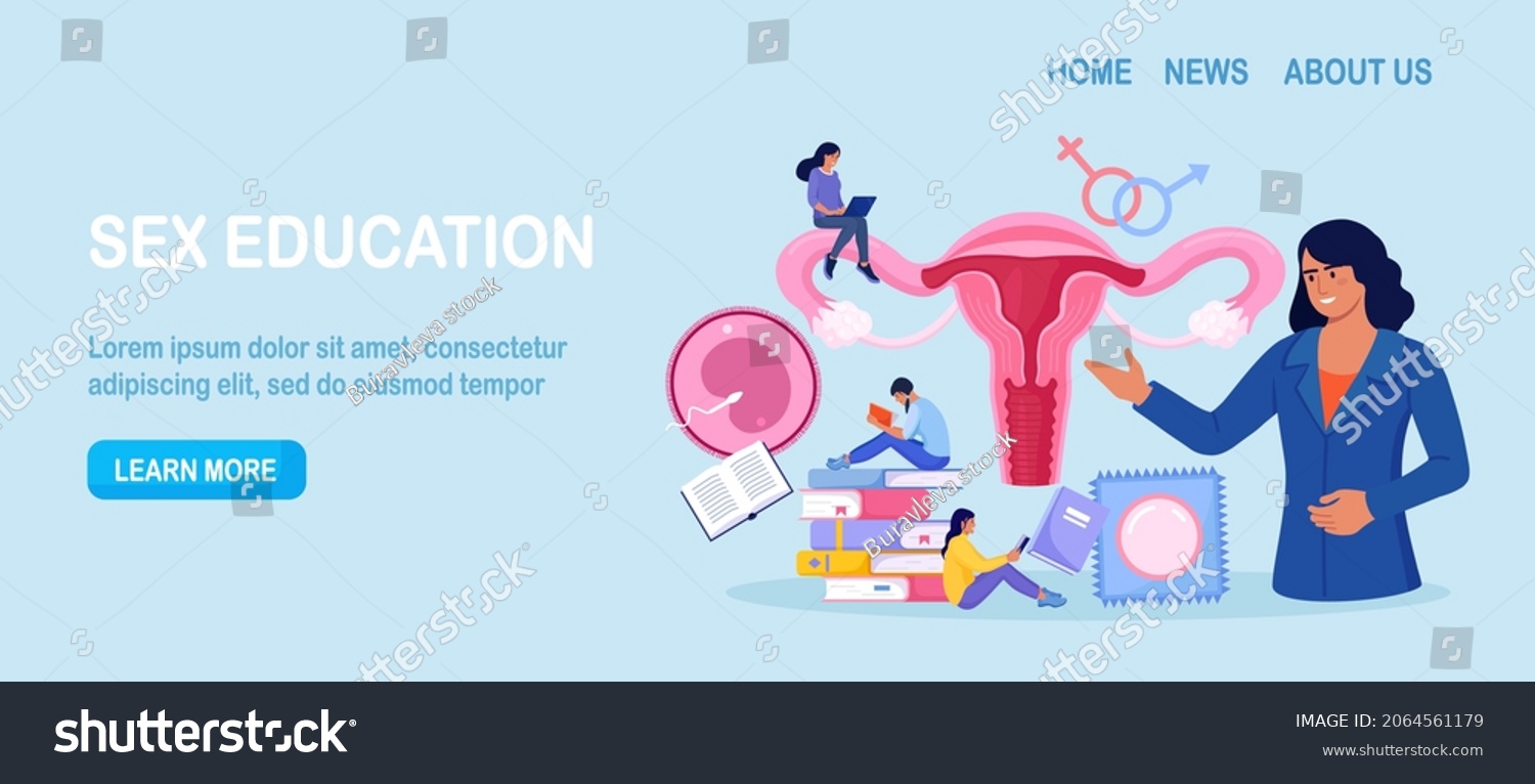 Sex Education Gynecologist Doctor Consultate Girls Stock Vector Royalty Free 2064561179