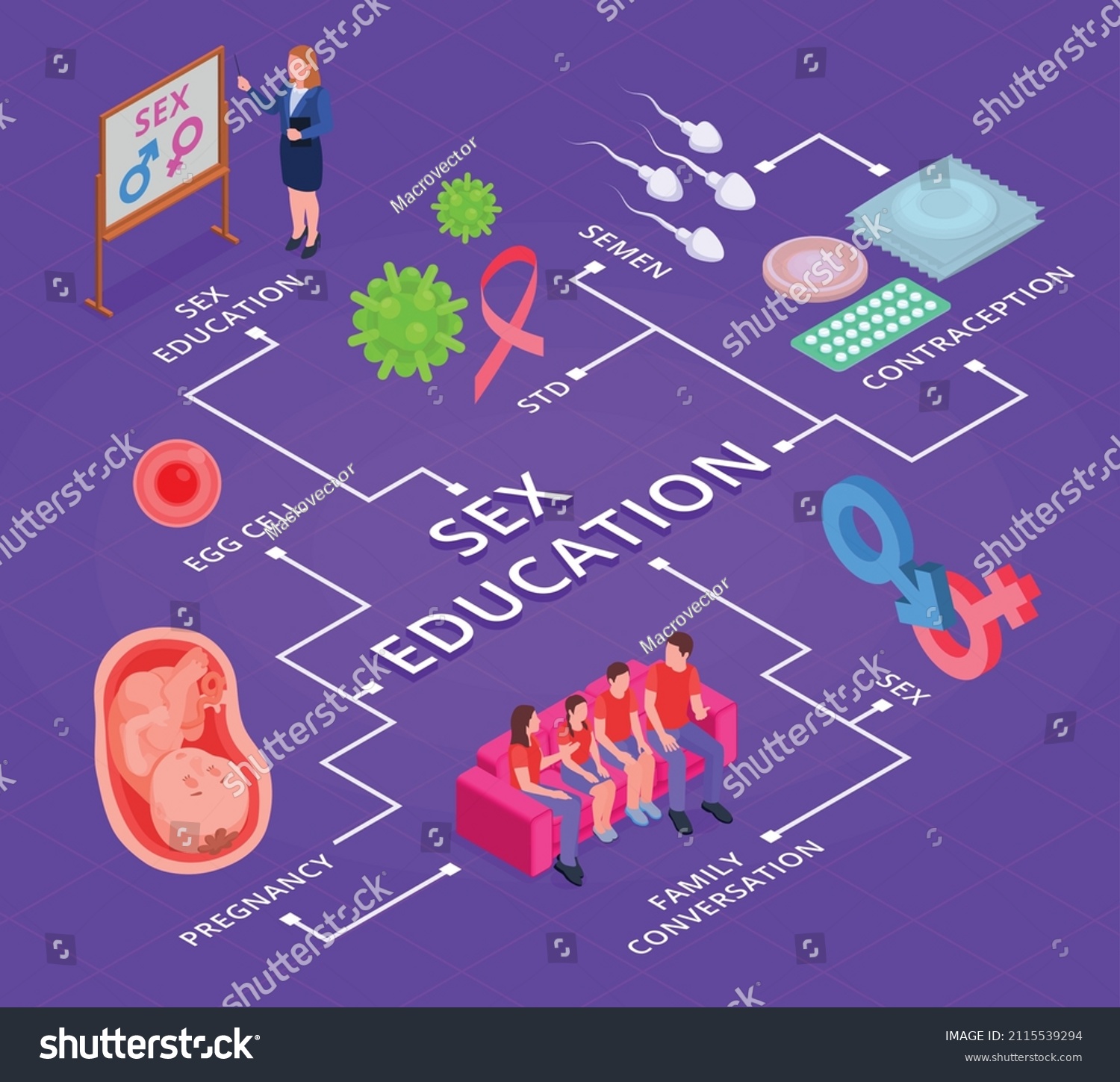 Sex Education Isometric Flowchart Contraception Pregnancy Stock Vector Royalty Free 2115539294 7200