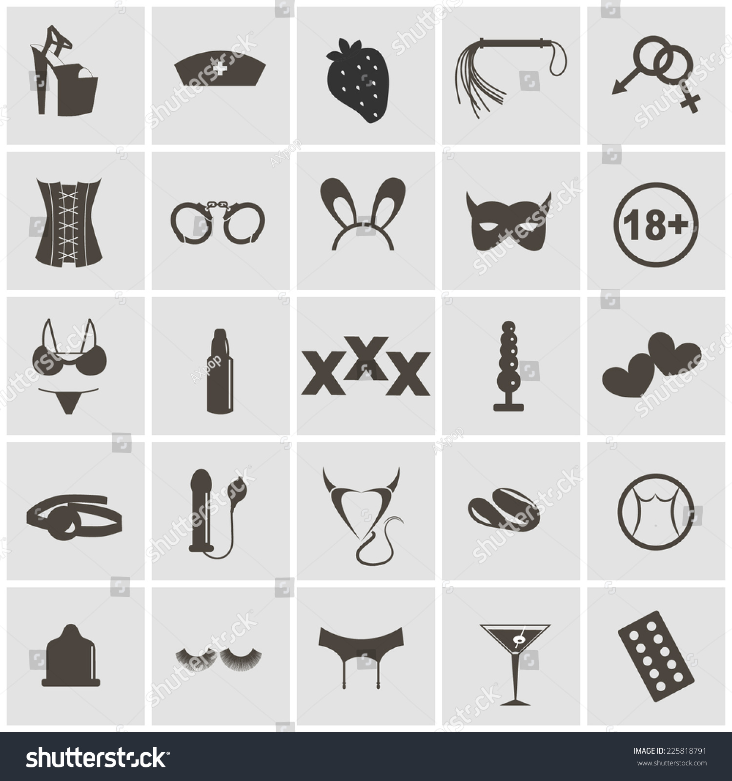 Sex Icons Set Symbol Xxx Stock Vector Royalty Free