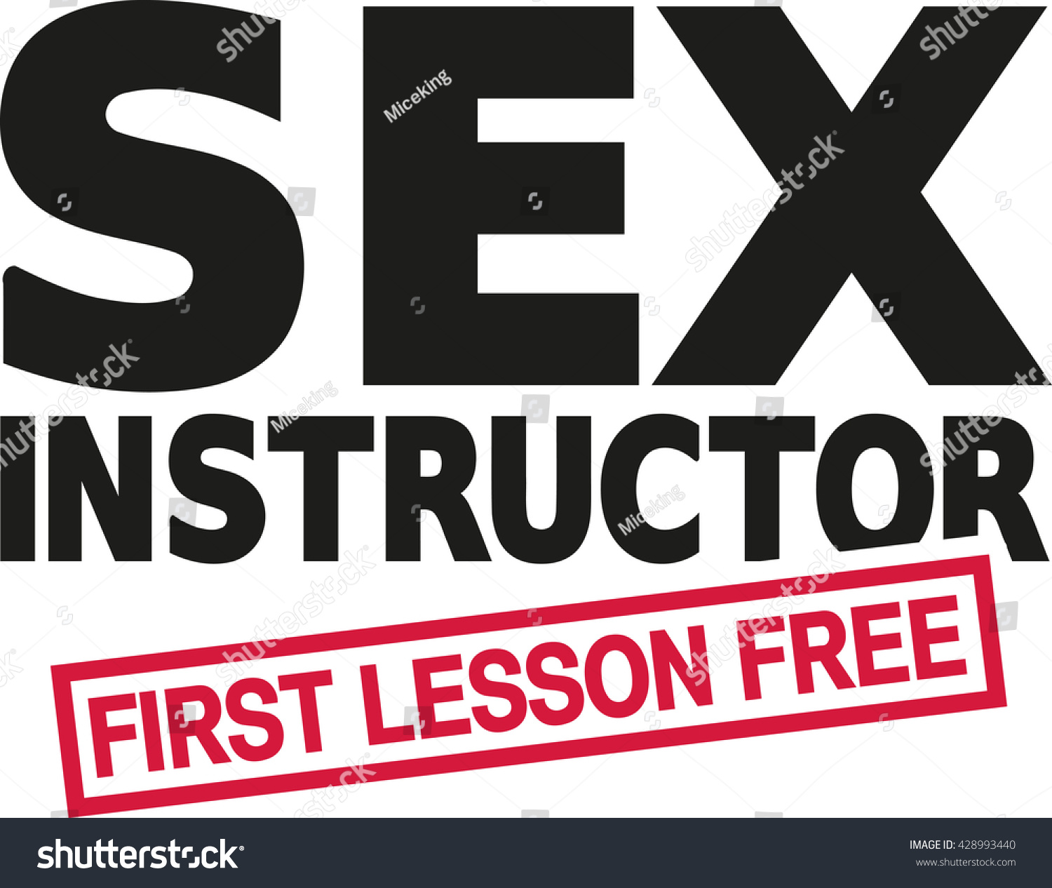 Sex Instructor First Lesson Free Slogan Stock Vector 428993440