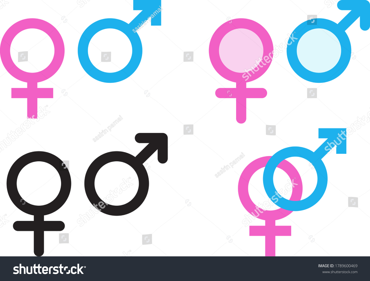 Sex Male Female Sign Icons Set Stock Vector Royalty Free 1789600469 7919