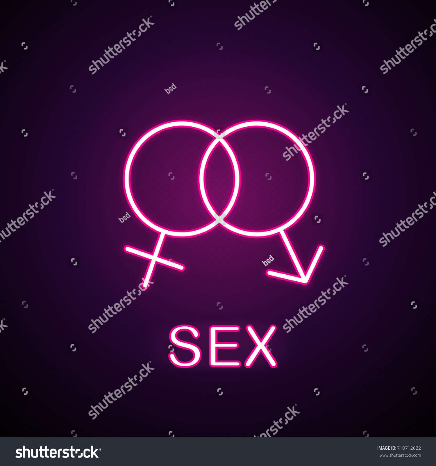 Sex Neon Light Icon Interlocked Man Stock Vector Royalty Free 710712622 